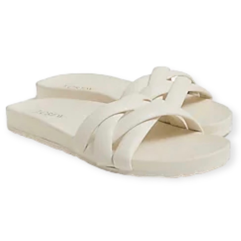 J. CREW Sandals Crisscross Slide Sandals Ivory Beach Pool Shower Shoe NWT